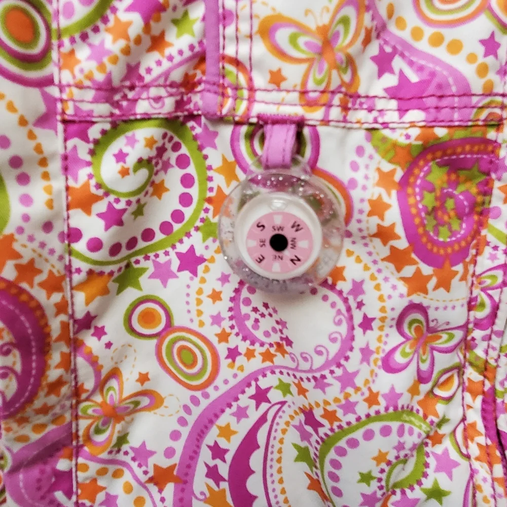 Obermeyer Pink Floral Paisley Ski Winter Jacket Hood Pockets Size 8 Girls